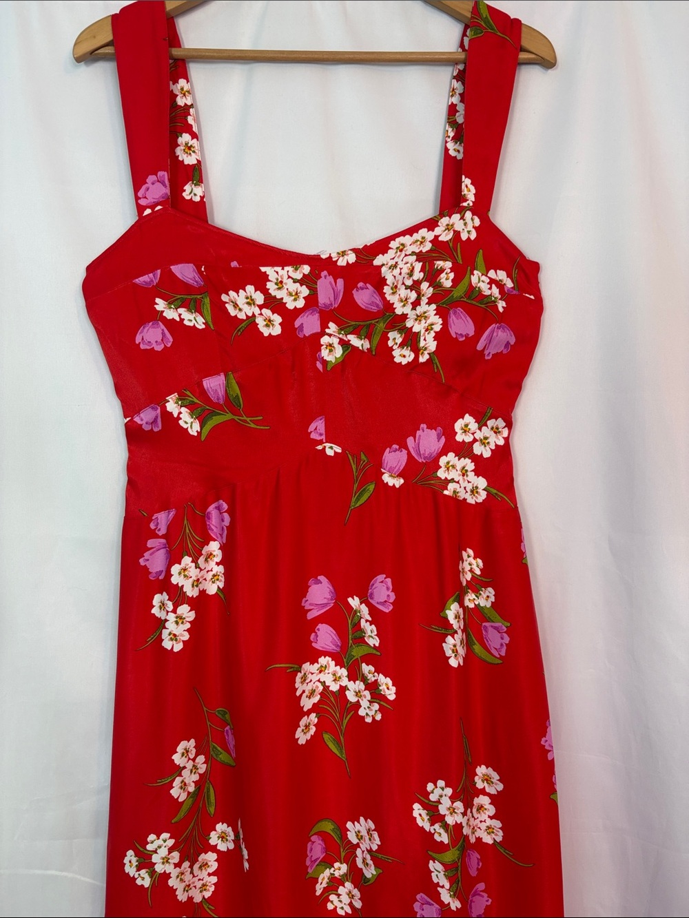 MAEVE by Anthropologie Red Floral Midi Dress with Pink & White Accents Size M - Picture 3 of 10